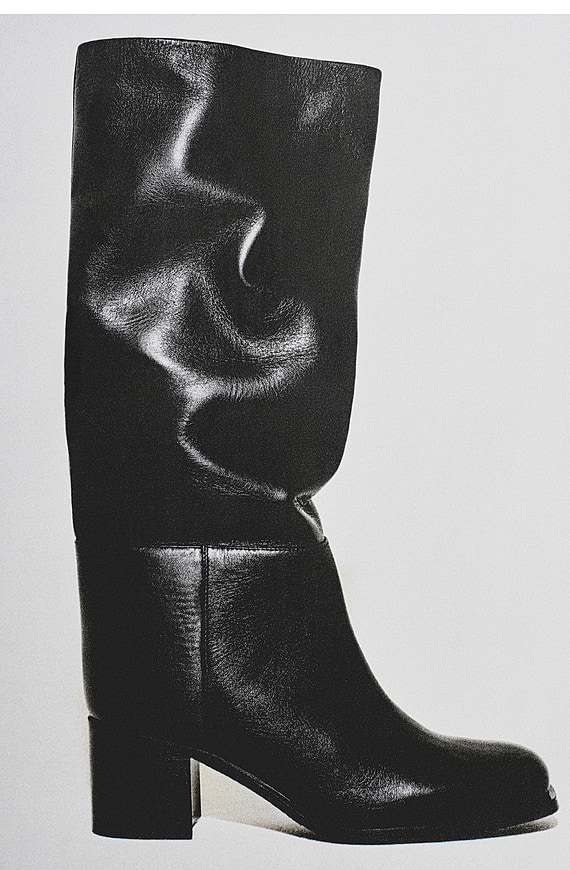 O1CN01GBjY7S1u7vvZEffDi-4101595991 Leather Thick-heeled Knee-high Boots Black Autum - Image 1