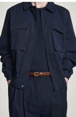 Narrow Square Buckle Leather Belt Brown - Image 2