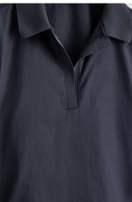 Cotton Polo-Collar Shirt Navy - Image 4