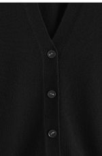 Cashmere V-Neck Cardigan Black - Image 4