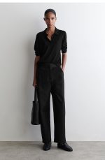 Cotton Straight Pants Black