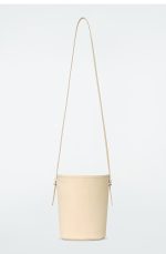 Leather Mini Bucket Bag Cream Yellow