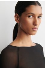 Silk Long-Sleeve Top Black - Image 2