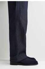 Square Head Chelsea Leather Boots Navy Blue - Image 2