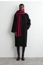 Coarse Needle Wool Blend Scarf Burgundy/red