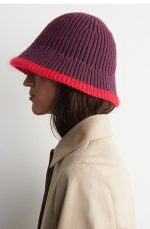 Contrast Color Trim Fisherman Hat Burgundy/red - Image 2