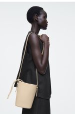 Leather Mini Bucket Bag Cream Yellow - Image 3