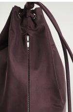 Nylon Drawstring Messenger Bag Wine Red - Image 3