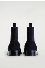 Square Head Chelsea Leather Boots Navy Blue - Image 4