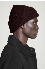Alpaca Blend Rib Woven Sleeve Cap Dark Brown - Image 2