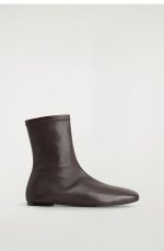 Square-toe Leather Sock Boots Dark Brown Arrival - Image 3