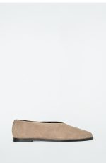 Leather Suede Ballet Flats Beige - Image 3