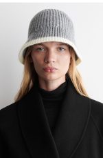 Contrast Color Trim Fisherman Hat Grey/cream