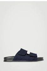 Double Cross Belt Denim Sandals Dark Blue - Image 3