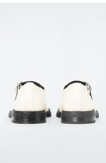 Chunky Heel Buckle Leather Mary Jane Shoes White - Image 4