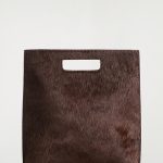 Folio Leather Satchel Shoulder Bag Brown