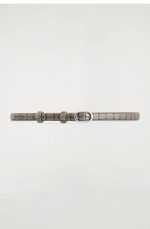 Imitation Crocodile Leather Belt Beige - Image 3