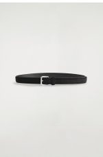 Square Buckle Suede Leather Belt Black - Image 3