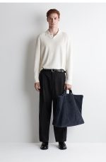 Suede Tote Bag Navy Blue - Image 2