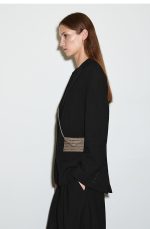 Imitation Crocodile Button Leather Card Holder Rice Gray - Image 2