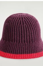 Contrast Color Trim Fisherman Hat Burgundy/red - Image 4