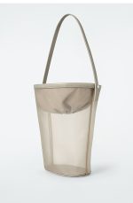 Mini Mesh Drawstring Bucket Bag Beige Spring & Fall Wear Mat - Image 4