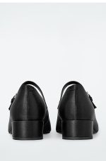 Satin Heeled Mary Jane Shoes Black - Image 4