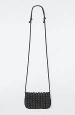 Quilted Texture Shoulder Postman Cloud Bag Black