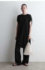 Accordion Canvas Tote Bag Beige White