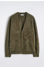 Cashmere V-Neck Cardigan Khaki - Image 3