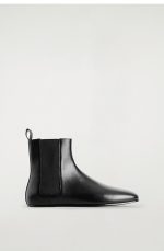 Elastic Side Panel Leather Ankle Boots Black Arrival - Image 3