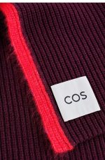 Coarse Needle Wool Blend Scarf Burgundy/red - Image 4