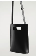 Leather Mini Satchel Shoulder Bag Black - Image 4