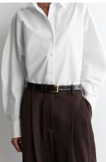 Buckle Crocodile-like Texture Leather Belt Dark Brown - Image 2