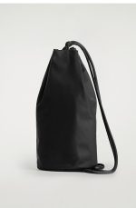 Nylon Drawstring Messenger Bag Black - Image 3