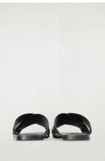 Cross Strap Leather Sandals Black - Image 4