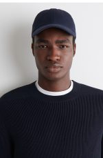 Cotton Short Brim Baseball Cap Navy Blue