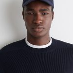 Cotton Short Brim Baseball Cap Navy Blue