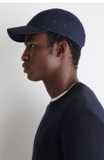 Cotton Short Brim Baseball Cap Navy Blue - Image 2