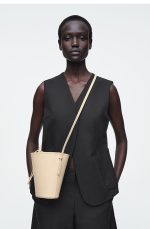 Leather Mini Bucket Bag Cream Yellow - Image 2