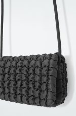 Quilted Texture Shoulder Postman Cloud Bag Black - Image 4