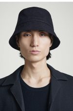 Linen Drawstring Fisherman Hat Navy Blue