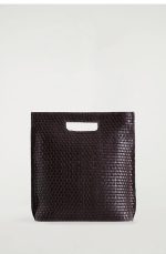 Leather Woven Shoulder Bag Dark Brown - Image 4