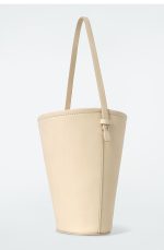 Leather Mini Bucket Bag Cream Yellow - Image 4