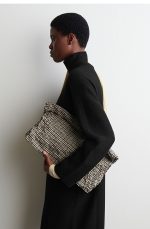 Ms. Folding Large Clutch Bag Beige/plaid - Image 3