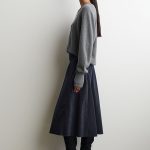 Corduroy Pleated Skirt Navy