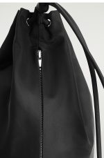 Nylon Drawstring Messenger Bag Black - Image 4