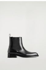 Square Head Chelsea Leather Boots Black - Image 3