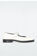 Chunky Heel Buckle Leather Mary Jane Shoes White - Image 3