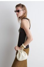 Leather Messenger Bag White - Image 3